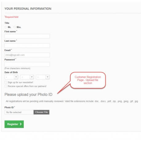 Customer Registration Upload File