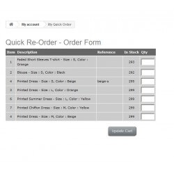 Quick Re-Order Form