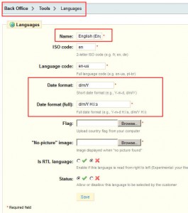 change date format prestashop